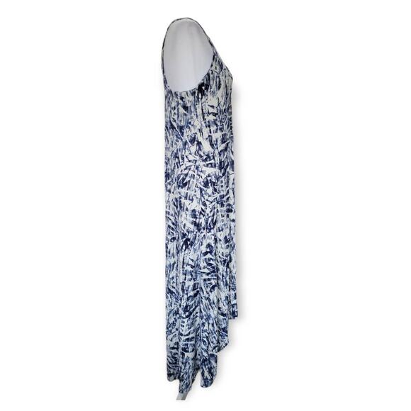 Cynthia Rowley Blue & White Abstract‎ Leaf Hi-Low Maxi Dress – Size M - Picture 6 of 10